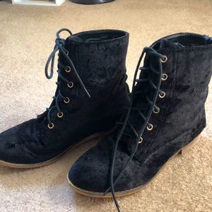 Velvet ankle booties